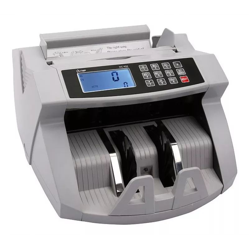 Počítačka bankoviek Olympia NC 450 — 5,1 kg, LCD, 230 V, 75 W, 247×185×306 mm