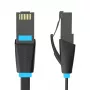 Plochý sieťový kábel UTP CAT6 Vention IBJBF RJ45 Ethernet 1000 Mbit/s 1 m čierny