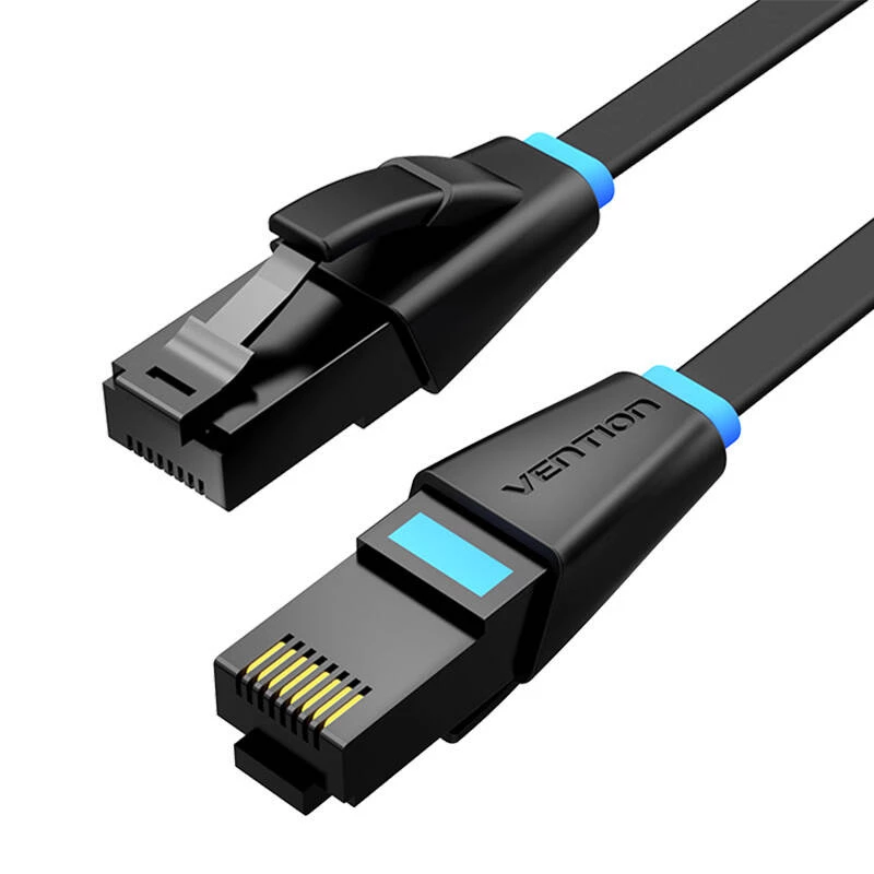Plochý sieťový kábel UTP CAT6 Vention IBJBF RJ45 Ethernet 1000 Mbit/s 1 m čierny