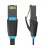 Plochý sieťový kábel UTP CAT6 Vention IBJBI RJ45 Ethernet 1000Mbit/s 3m čierny
