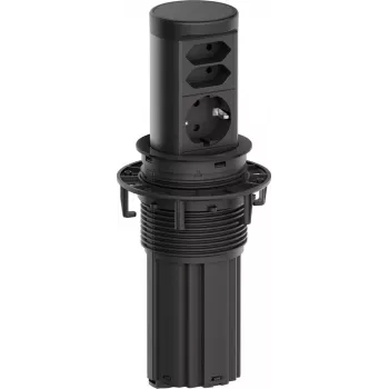 Predlžovacia zásuvka Bachmann ELEVATOR2 BM0020498 s 1x CEE7/3 a 2x Euro zásuvkami, RAL9005, 2,0 m kábel