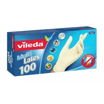 Jednorazové latexové rukavice VILEDA Multi Latex 100, béžová, veľkosť S/M, 100 ks