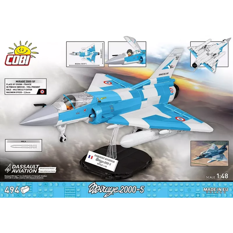 Cobi Mirage 2000-5F Brick Model Kit, Armed Forces Series, 495 dielov, mierka 1:48