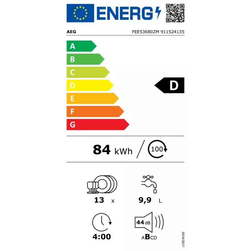 Plně integrovaná umývačka riadu AEG FEE53680ZM – 13 súprav riadu, 60 cm, 44 dB, energetická trieda D