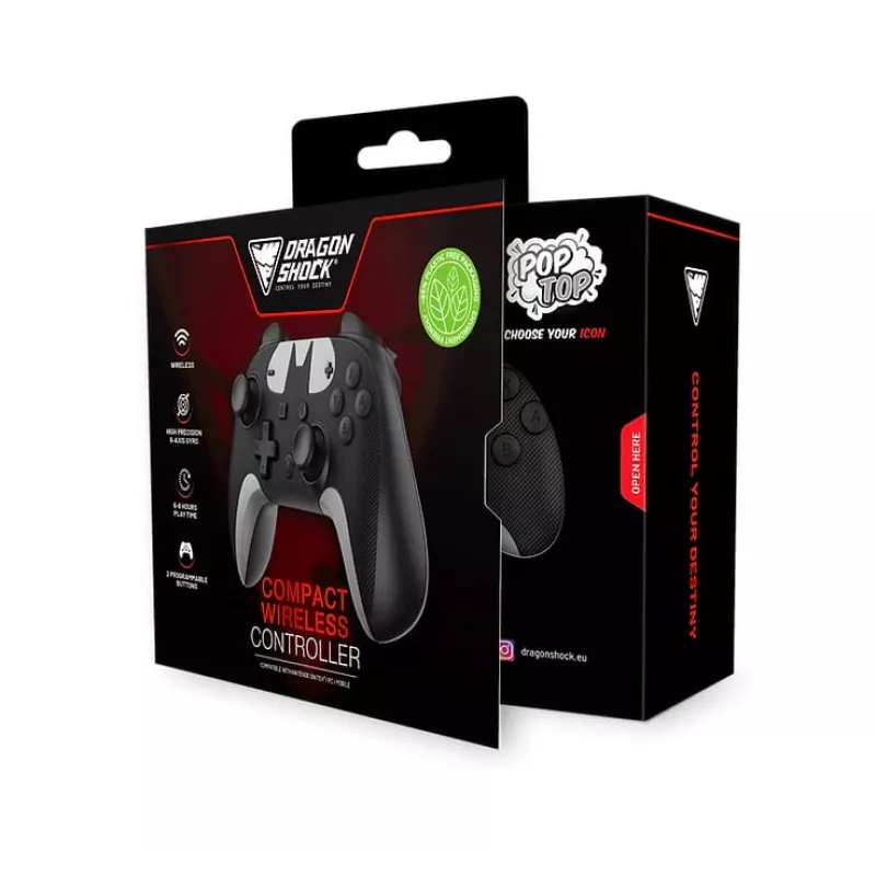 DragonShock PopTop Compact, gamepad, Nintendo Switch, tlačidlo Späť, D-Pad, tlačidlo Home, tlačidlo Reset, bezdrôtový, Bluetooth, USB Type-C