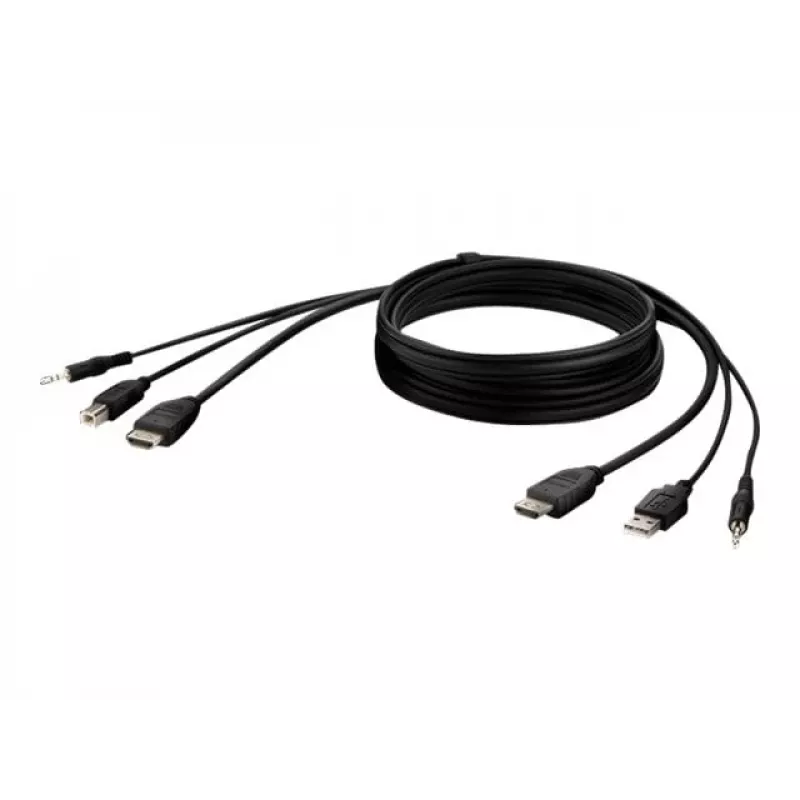 KVM kábel Belkin F1DN1CCBL — HDMI na USB A/B s audiom, USB konektory pre klávesnicu/myš, 3 m