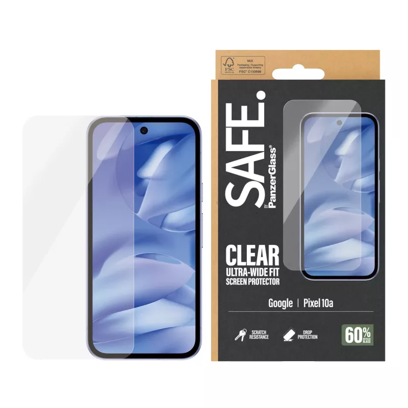 PanzerGlass SAFE. by ® ochrana displeja pre Google Pixel 10a 5G | Ultra-Wide Fit
