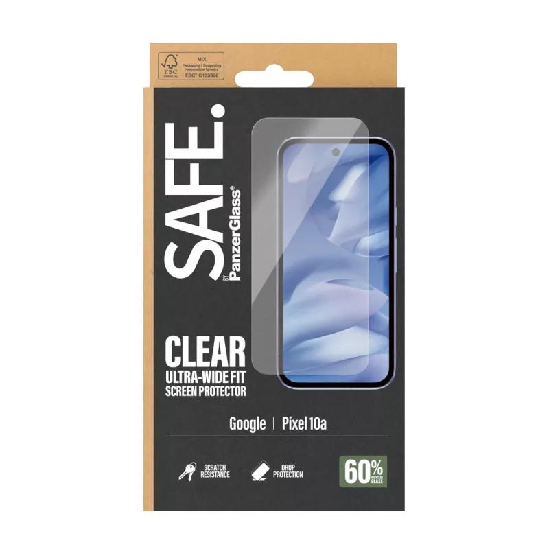 PanzerGlass SAFE. by ® ochrana displeja pre Google Pixel 10a 5G | Ultra-Wide Fit