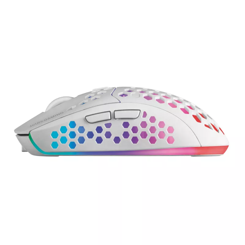 Mars Gaming MMW3W, bezdrôtová herná myš, RGB Flow, ultralehká 79 g, 3200 DPI, biela