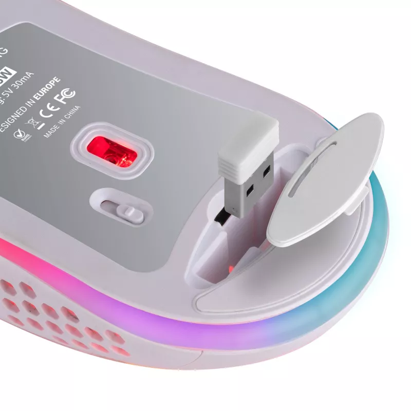 Mars Gaming MMW3W, bezdrôtová herná myš, RGB Flow, ultralehká 79 g, 3200 DPI, biela