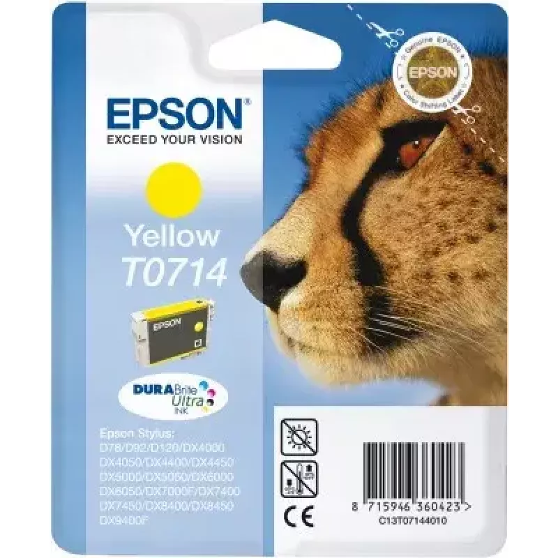 Epson Cheetah jednotlivé balenie žltá T0714 DURABrite Ultra atrament