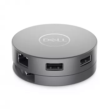 DELL Pro 7-in-1 USB-C Travel Hub - DA310, káblový, USB 3.2 Gen 2 (3.1 Gen 2) Type-C, 10,100,1000 Mbit/s, strieborný, 3840 x 2160 pixelov, 1920 x 1080 pixelov