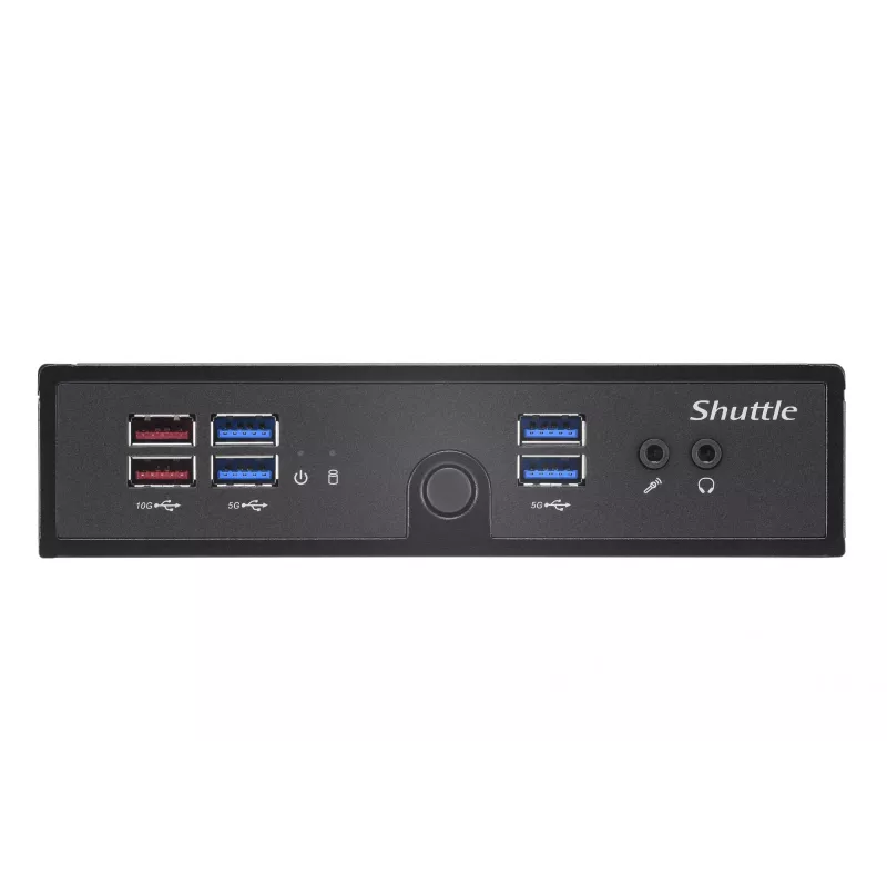 Shuttle XPC tenký barebone DS50U, Intel Celeron 7305, 2x LAN (1x 2.5Gbit, 1x 1Gbit), 1xCOM, 1xHDMI, 1xDP, 1x VGA, bez ventilátora, nepretržitá prevádzka 24/7