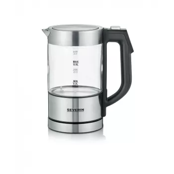 Rýchlovarná kanvica SEVERIN WK3458, 0,5 L, 1100 W, sklo a nerez, 5 nastavení teploty, bezdrôtová