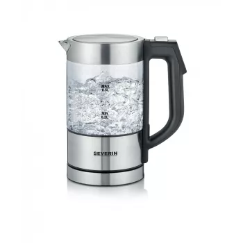 Rýchlovarná kanvica SEVERIN WK3458, 0,5 L, 1100 W, sklo a nerez, 5 nastavení teploty, bezdrôtová