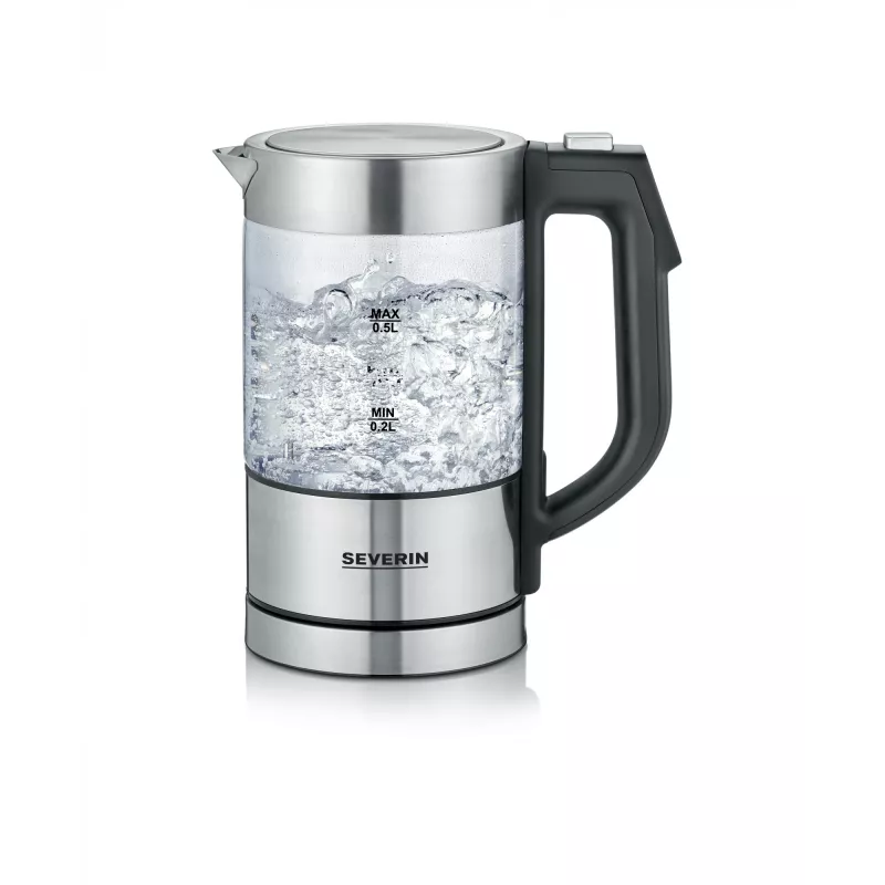 Rýchlovarná kanvica SEVERIN WK3458, 0,5 L, 1100 W, sklo a nerez, 5 nastavení teploty, bezdrôtová