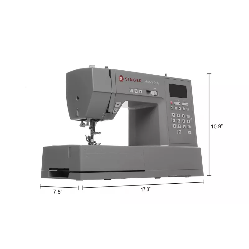 Singer HD6805C Heavy Duty Počítačom riadený šijací stroj, 586 stehov, 9 gombíkových dierok, sivý