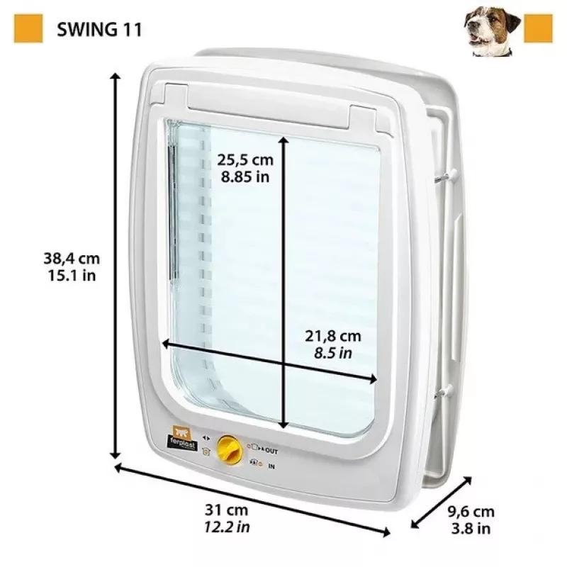 FERPLAST Swing 11 sivá – dvierka pre psy a mačky – 31 x 9,6 x 38,4 cm