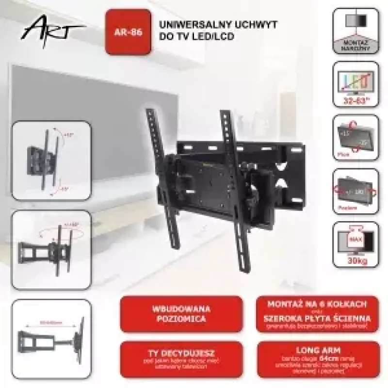 TV držiak na stenu ART AR-86, držiak na stenu pre televízor, model AR-86