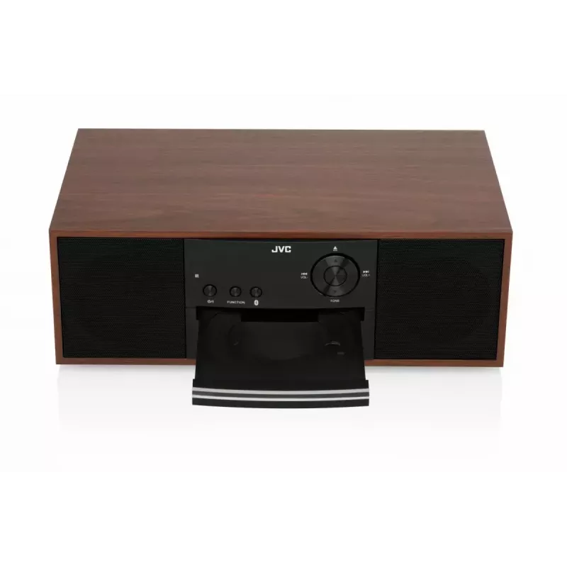 Mini veža JVC RD-E761, 2x8 W RMS, Bluetooth 4.2, USB, CD, FM, drevené puzdro, čierna
