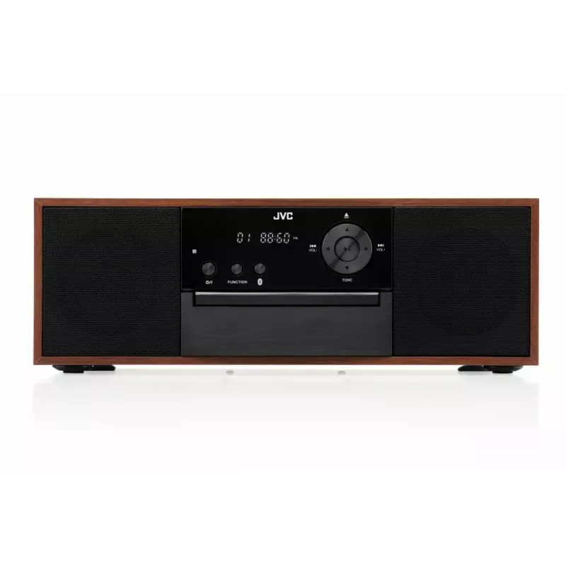Mini veža JVC RD-E761, 2x8 W RMS, Bluetooth 4.2, USB, CD, FM, drevené puzdro, čierna