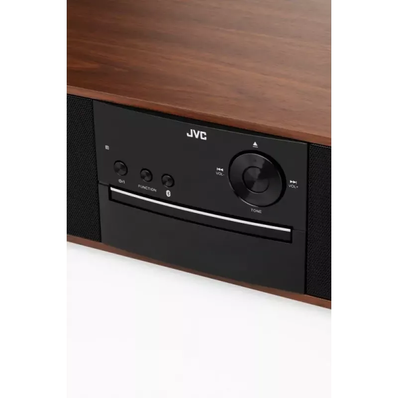 Mini veža JVC RD-E761, 2x8 W RMS, Bluetooth 4.2, USB, CD, FM, drevené puzdro, čierna