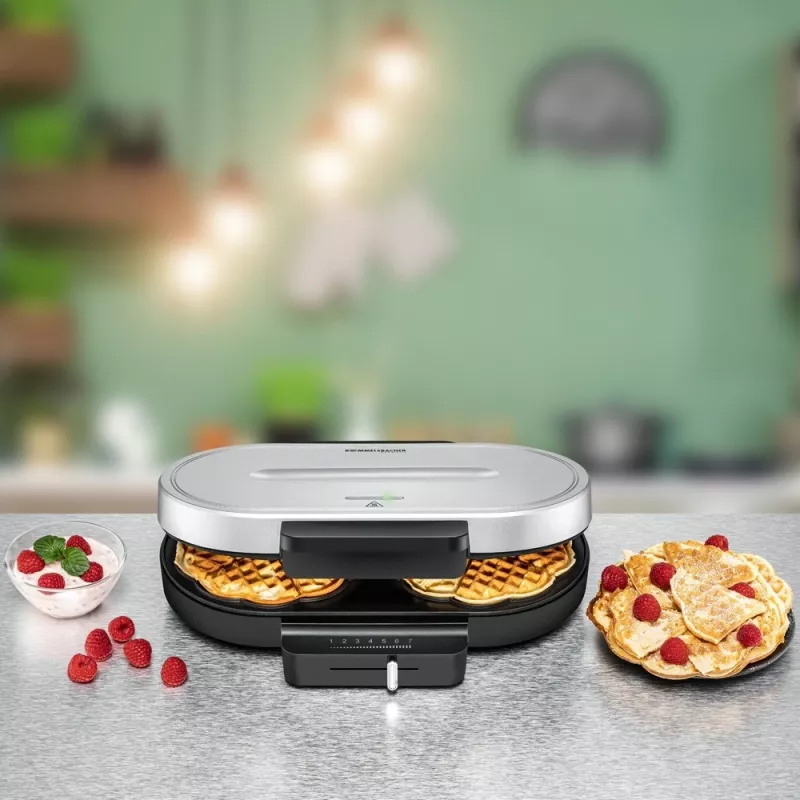 Rommelsbacher WA 1250 vaflovač 2 vafle 1250 W strieborný