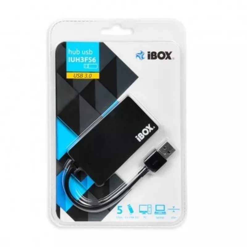 iBox IUH3F56 Interface-Hub USB 3.2 Gen 1 (3.1 Gen 1) Type-A 5000 Mbit/s čierna