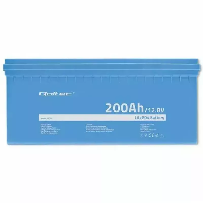 Qoltec 53707 Autobatéria lítium-železofosfátová 200 Ah 12,8 V