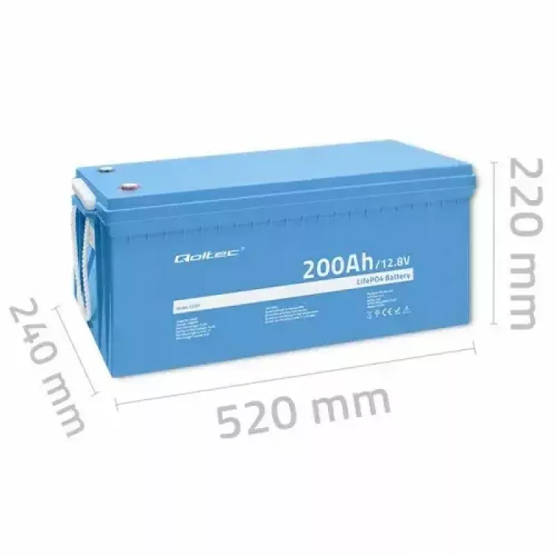 Qoltec 53707 Autobatéria lítium-železofosfátová 200 Ah 12,8 V