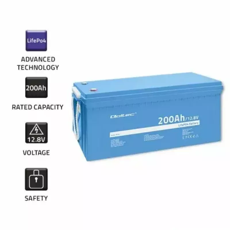 Qoltec 53707 Autobatéria lítium-železofosfátová 200 Ah 12,8 V