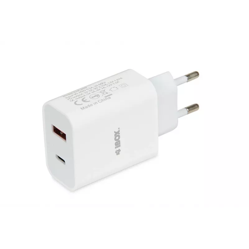 Interiérová nabíjačka iBox C-36 univerzálna biela USB rýchlonabíjanie