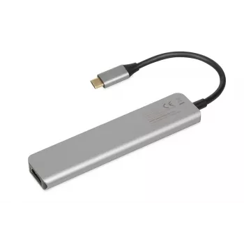 Dokovací hub IBOX IUH3SL4K USB Type-C 5 Gbit/s, HDMI 4K@30Hz, PD do 100 W, 2x USB-A, 2x USB-C, čítačka kariet, strieborný