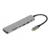 Dokovací hub IBOX IUH3SL4K USB Type-C 5 Gbit/s, HDMI 4K@30Hz, PD do 100 W, 2x USB-A, 2x USB-C, čítačka kariet, strieborný