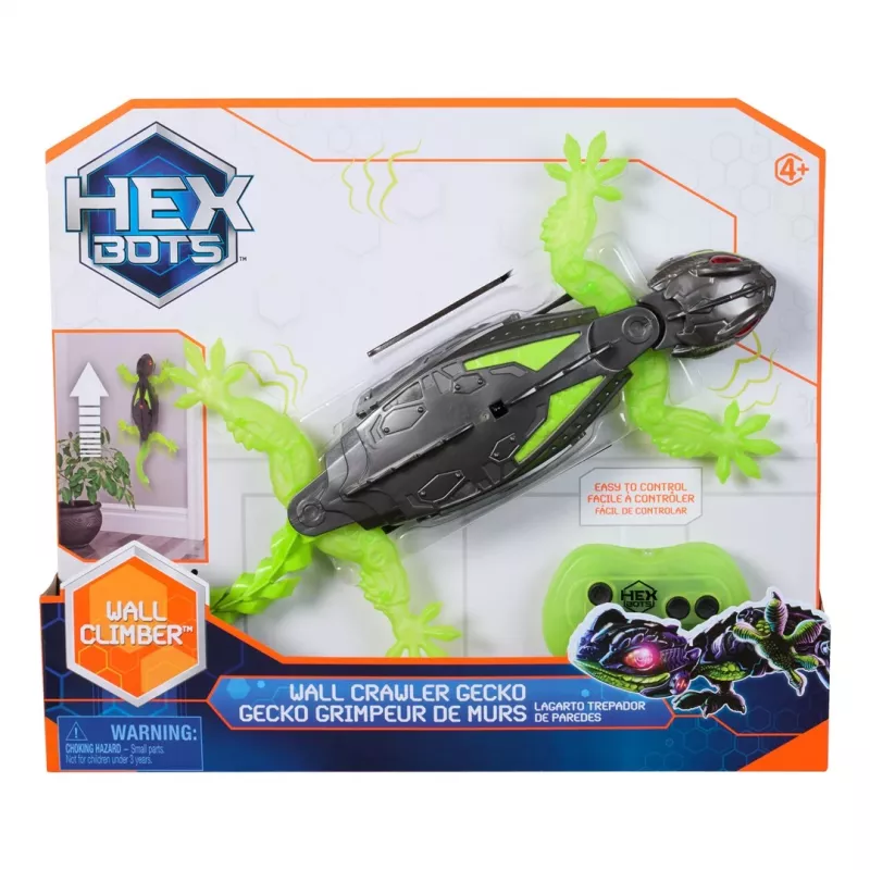HEX BOTS | Interaktívny hračkový lezúci gekon na stenu RC robot | Zelená/Sivá