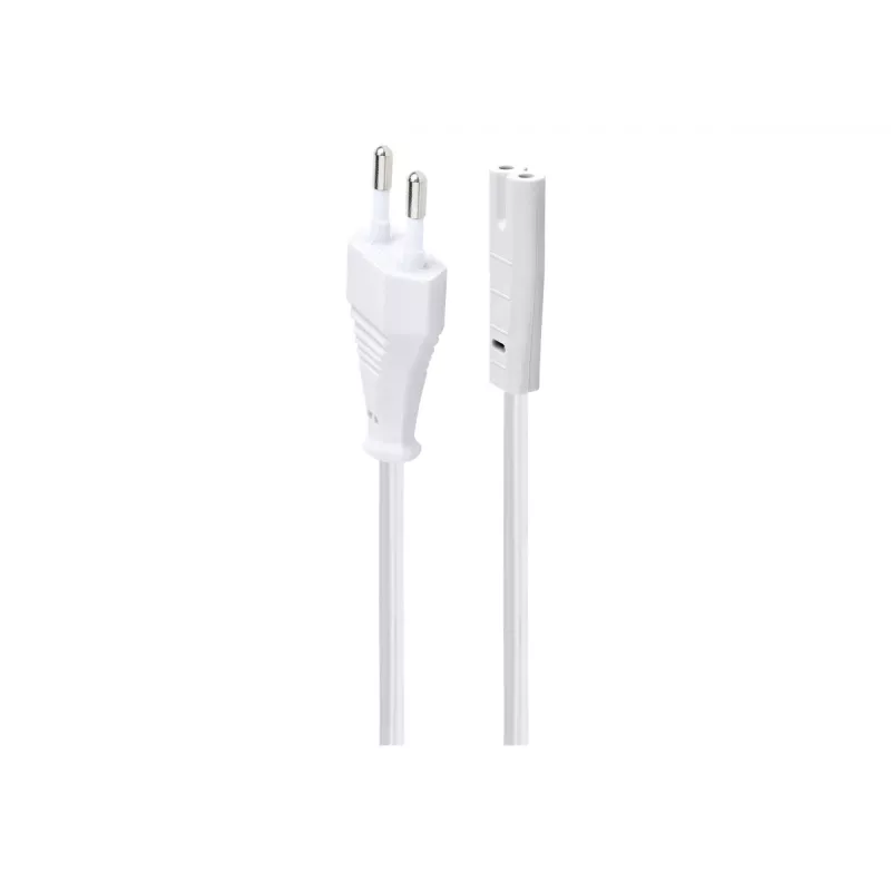 Napájací kábel Gembird PC-184/2-W — 1,8 m, Type-C konektor samec na C8 konektor samica, biely