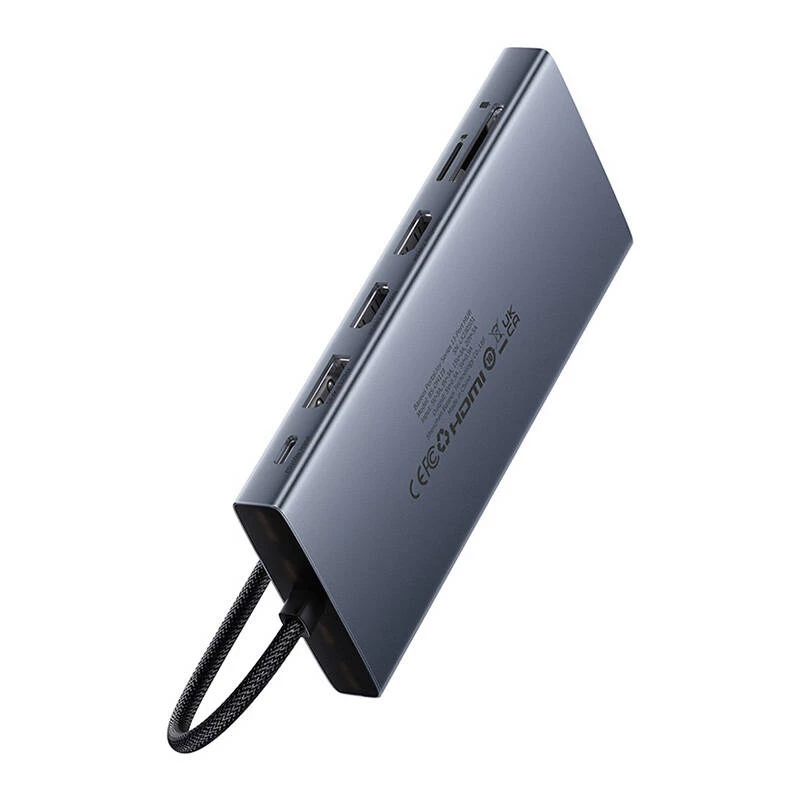 Hub 13in1 Baseus PortalJoy USB-C na HDMI+DP+VGA+C+USB+PD+RJ45+SD/TF+3,5mm (sivá)