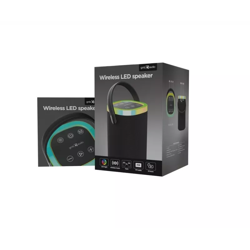 Prenosný reproduktor GEMBIRD SPK-BT-LED-06, Bluetooth, integrovaná LED, nabíjateľná batéria