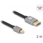 DeLOCK Mini DisplayPort na DisplayPort kábel 8K 60 Hz 2 m sivý kov