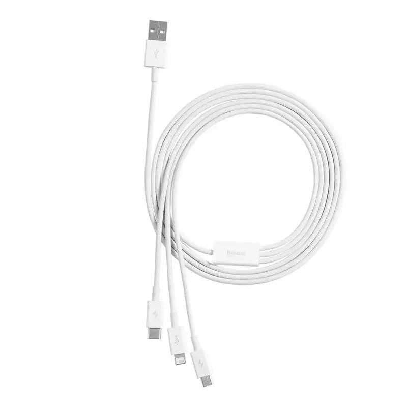 USB kábel Baseus Superior USB 2.0 1,5 m USB A USB C/Micro USB A/Lightning biely
