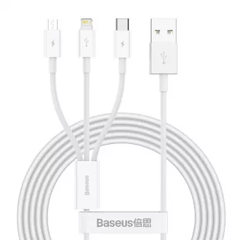 USB kábel Baseus Superior USB 2.0 1,5 m USB A USB C/Micro USB A/Lightning biely