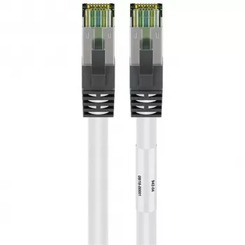 Goobay CAT 8.1 patch kábel, S/FTP (PiMF), biela, 0,5 m - LSZH bez halogénov, meď AWG 24 (55123)