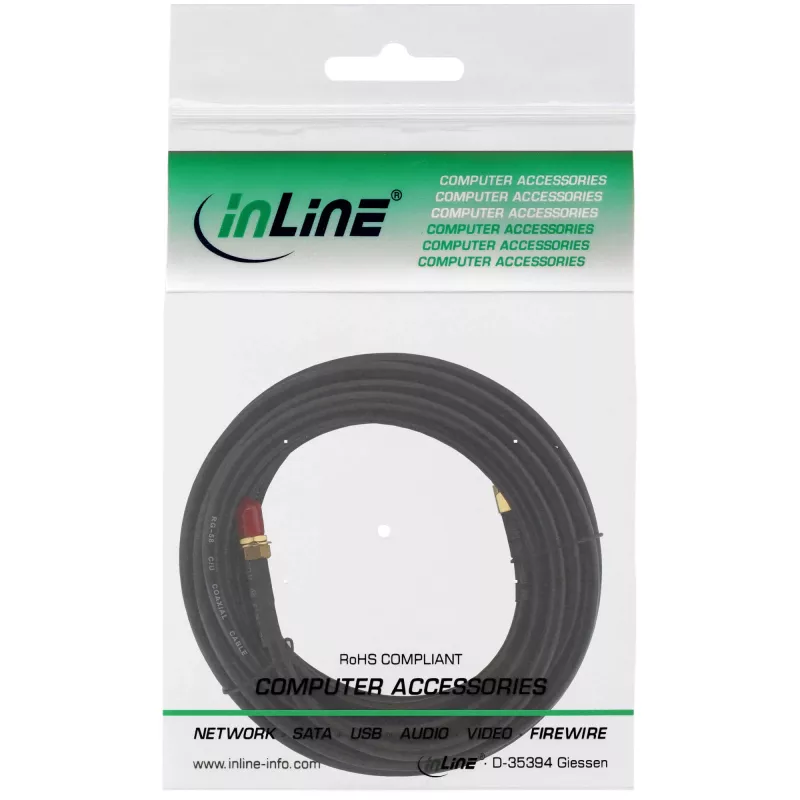 Sieťový kábel InLine WIFI kábel R-SMA konektor samec R-SMA konektor samica 10 m