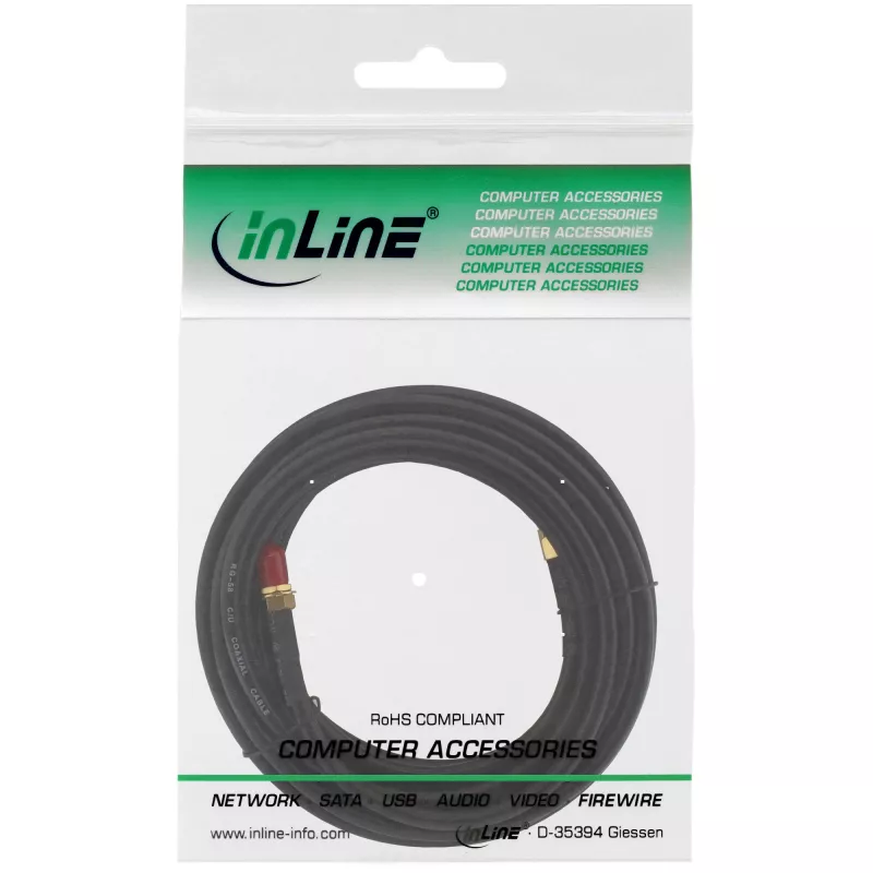 Sieťový kábel InLine WIFI kábel R-SMA konektor samec R-SMA konektor samica 10 m