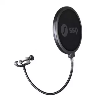Pop filter SSQ Double Pop Filter SSQ POP1 SS-1923 pre štúdiové mikrofóny, dvojvrstvové kovové sito, nastaviteľný husí krk