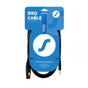 XLR (3-pin) konektor samica na 3,5 mm TRS stereo jack konektor samec kábel SSQ XLRMi0.5 0,5 m, symetrický, 85Ω ±5Ω, 2×0,23 mm², čierny