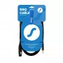 XLR (3-pin) konektor samica na 3,5 mm TRS stereo jack konektor samec kábel SSQ XLRMi0.5 0,5 m, symetrický, 85Ω ±5Ω, 2×0,23 mm², čierny