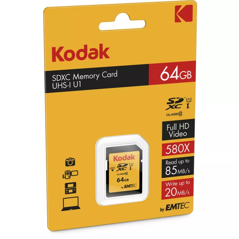 Kodak SDXC Premium Pamäťová karta, 64 GB, UHS-I U1 V10, Class 10 (EKMSD64GXC10K)