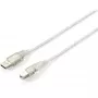 Equip - USB kábel - USB (M) na USB Type-B (M) - USB2.0 - 5,0m - transparentný strieborný (128652)