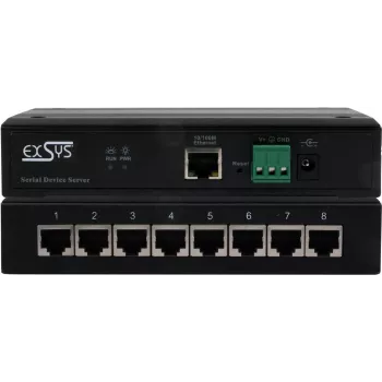 Sériový server zariadení Exsys EX-61008 — 8x RS232/422/485 portov, vrátane napájacieho zdroja